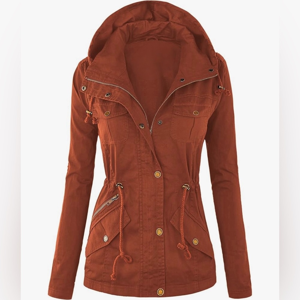 Casual Military Jacket Safari Utility - Lightweight Detachable Hoodie